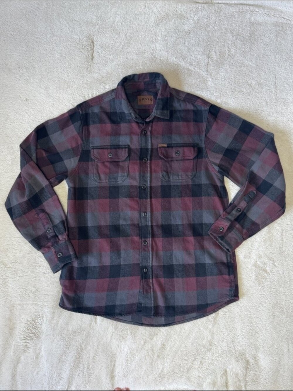 Orvis Classic Collection Heavy Weight Brown Button Up Mens M
